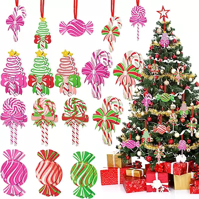 24 Pieces Christmas Tree Ornaments Set Candy Christmas Ornaments Peppermint Deco • $23.04