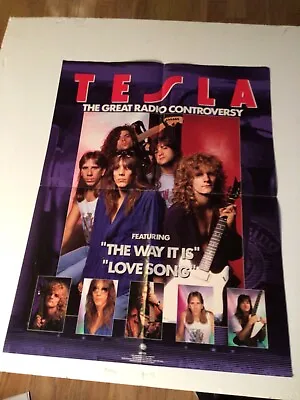 Tesla “The Great Radio Controversy” 1990 Promo Poster  18” X 24” • $15.99