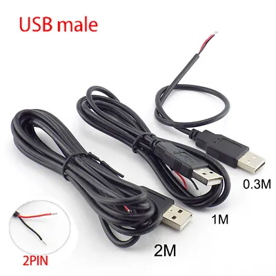 $1.21 • Buy USB 2.0 A Type Male Connector DIY Power Supply Charging Cable Line 2Pin 0.3/1/2M
