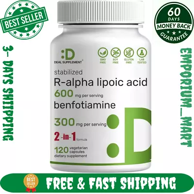 R Alpha Lipoic Acid 600Mg With Benfotiamine 300Mg Per Serving 120 Veggie Capsul • $35.59