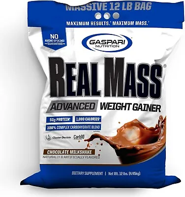 Gaspari Nutrition Real Mass Advanced Weight Gainer Chocolate Milkshake 12 Lbs • $59.99