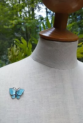 VTG Volmer Bahner Sterling Silver Blue Enamel Butterfly Brooch Pin Denmark • $65