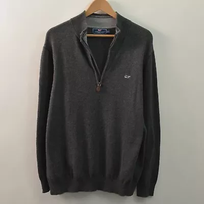 Vineyard Vines 1/4 Zip Sweater Mens Large Cotton Cashmere Gray Pullover • $17.49