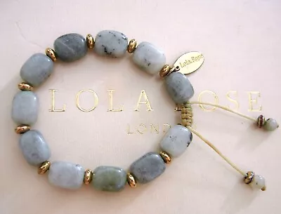 Lola Rose Multi Grey Agate Adjustable Tumble Bracelet Nikki & Me Gold Spacer Qvc • £9.99