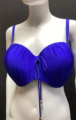 *Panache  Sz 38 DDD Marina Bandeau Bikini Top  Underwired Swimwear Cobalt Blue • $22