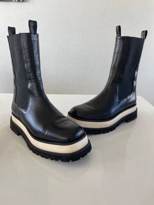 $150 • Buy Paloma Barcelo Clea Tyson Platform Women's Boots Black & White Leather, Size 38