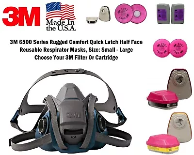 3m Quick Latch Half Face Reusable Respirator Facepiece Mask W/ Cartridge Option • $35.10