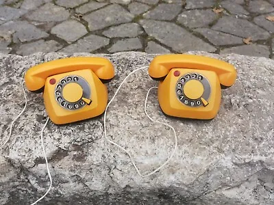 Intercom Communication Set Of 2 Orange Plastic Phones Kid's Toy Phones Set • $40