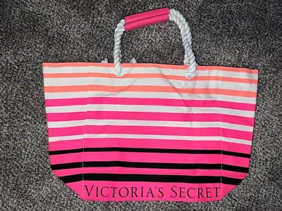 NEW Victoria's Secret Pink Striped Tote/beach Bag Rope Handles • $9.99