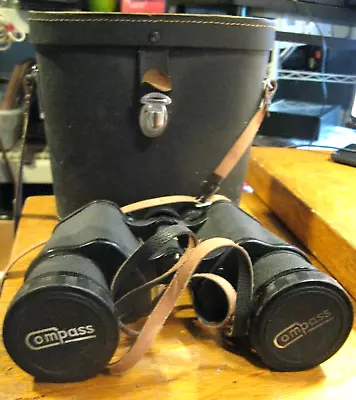 Vintage Compass Binoculars With Compass Case 10x50  Z-62193 • $52.50