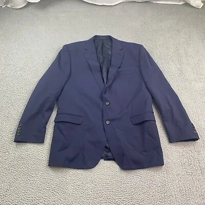 Chaps Blazer Mens 48L Blue Wool Stretch Suit Jacket Sport Coat • $35.88