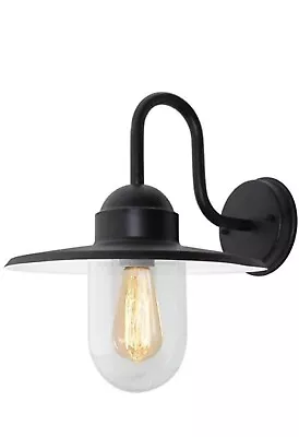 Traditional Indoor/Outdoor Wall Light Down Lantern Black With Glass Diffuser • £20