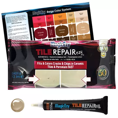 Tile RepairEzy: (Honey Beige) - Tile Repair Kit Use On Cracks & Chips - MagicEzy • £14.16