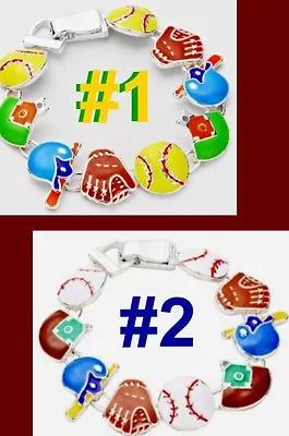 SOFTBALL BASEBALL Bracelet Sport Bat Base Glove Mother Girlfriend School Jewelry • $5.50