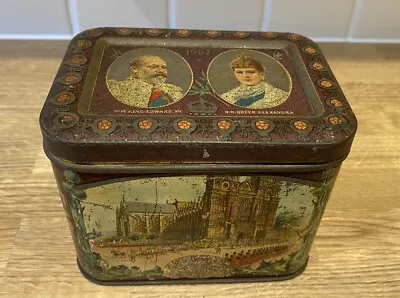 Coronation 1902 Edward Vii And Queen Alexandra Royalty Commemorative Tin Antique • £20