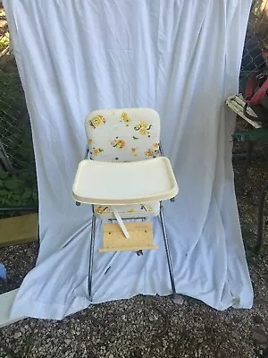 Vintage Comfort Lines Baby High Chair Vinyl Padded Fold Up Animal Pattern Circus • $69.99