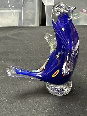 Murano MILLEFIORI ART GLASS  Bird Figure Venetian ITALY Dark Blue • $48