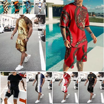 Men's Summer Outfit 2-Piece Set Sweatsuit Short Sleeve T Shirts And Shorts Set • $19.99