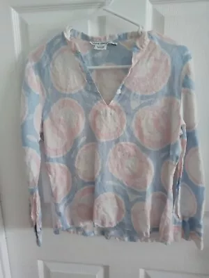 $8 • Buy Island Company Women Multicolor Long Sleeve Blouse Top 100% Linen Small