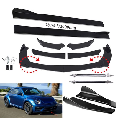 $69.99 • Buy Front Bumper Chin Lip Splitter Spoiler Body Kit+Strut Rods For VW Volkswagen