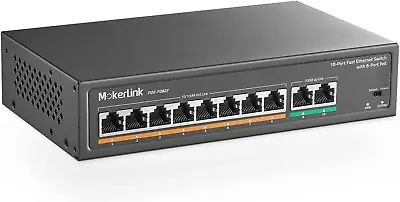 10 Port Poe Switch With 8 Port Poe+ 2 Fast Ethernet Uplink 100Mbps 120W 802.3 • $37.99