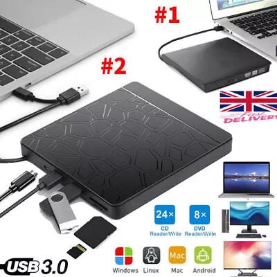 £15.99 • Buy Rewriter External CD/DVD Drive USB 3.0 ROM Disc Player Burner Reader For Laptop
