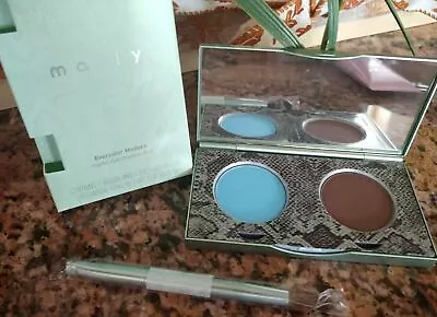 Mally Evercolor MODERN MATTE EYESHADOW Duo EARTH Brown & SKY Blue + BRUSH Boxed! • $6.69