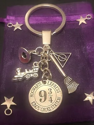 £4 • Buy HARRY POTTER KEYCHAIN 9 3/4 Hogwarts Express DEATHLY HALLOWS Charm Keyring Gift