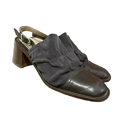 MARC O'POLO | Vintage Italian Brown Leather Block Heels Women’s Size 8 • £48.21