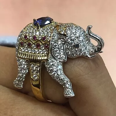 QVC Diamonique Elephant Ring Sterling Silver Pre-owned Jewelry • $0.99