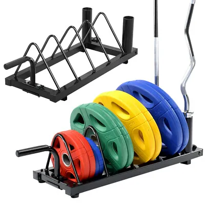 Horizontal Weight Barbell Rack Olympic Bumper Bar Holder│Weight Plate Storage • $69.99