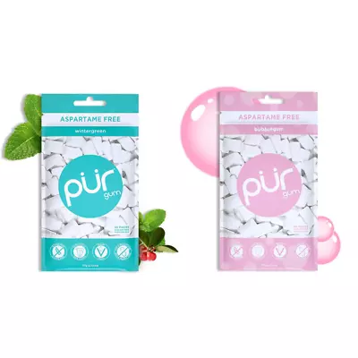 PUR 100% Xylitol Chewing Gum Sugarless Wintergreen Sugar Free + Aspartame Free • £4.99