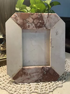 Tessellated Pink Marble Picture Frame From The 1970-80s  Outer 9 X 7 3/4 • $20