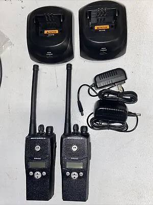 2 Motorola PR400 VHF  Two Way Radios AAH65KDF9AA3AN With Chargers • $250