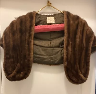 Vintage MINK FUR STOLE Brown Stripe • $50