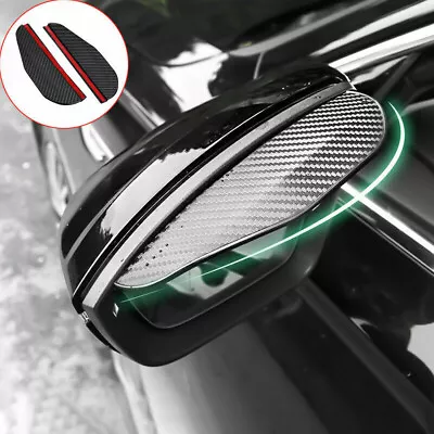 2x Universal Carbon Fiber Black Rearview Mirror Cover Rain Visor Car Accessories • $14.03