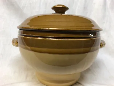 T.g. Green England Stoneware Granville Tureen With Lid 88 Oz Tan With Brown Edge • $94.99