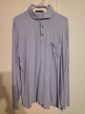 Greyson Mens Large Blue Long Sleeve Golf Polo W/ Front Pocket • $25