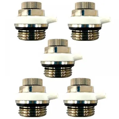 5 X Manual Heated Towel Rail Radiator Air Vent Bleed Plug Valve Set Chrome White • £2.99