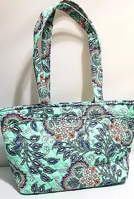 Vera Bradley MANDY In FAN FLOWERS Paisley Mint Green Top-zip Tote Shoulder Bag • $39.75