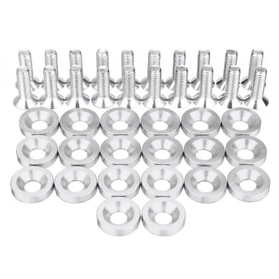 20pcs Billet Aluminum Fender Bumper Washer Bolt Engine Bay Dress Up Kit SILVER • $17.99