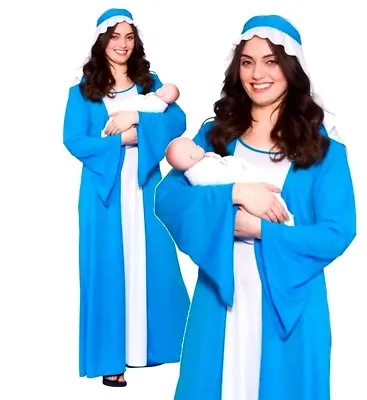 Ladies VIRGIN MARY Nativity ChristmasTheatre Play Adult Fancy Dress Costume • £18.95