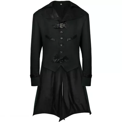 Men's Steampunk Tailcoat Jacket Gothic Victorian Frock Coat Uniform Halloween  • $54.99