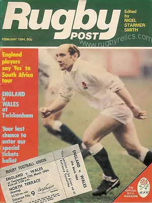 £6.99 • Buy RUGBY POST February 1984 ENGLAND RUGBY MAGAZINE