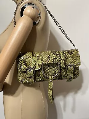 VTG DOLCE & GABBANA MID 00s GREEN SNAKESKIN BAG • $350