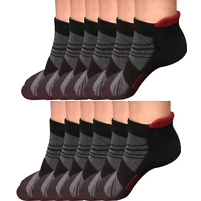 Lot 1-12 Mens Low Cut Ankle Cotton Athletic Cushion Sport Running Socks Black • $13.99