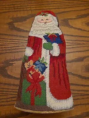 Vtg 14  Needlepoint Standing Santa Claus Velvet Wool Stuffed Doorstop Dome • $19