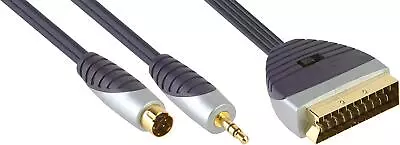 Bandridge S-VHS S Video 3.5mm AV Audio To Scart Switchable 24K Gold Cable 10m • £7.52