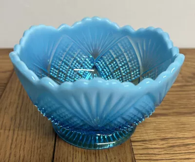 Davidson Blue Pearline  Glass Bowl C1895 Decorative Sweet Candy Bowl • £25