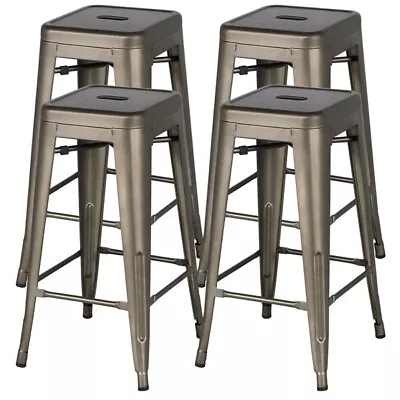 4pcs Stackable Metal Bar Stools Counter Height Backless Kitchen Dining Chairs  • $89.99